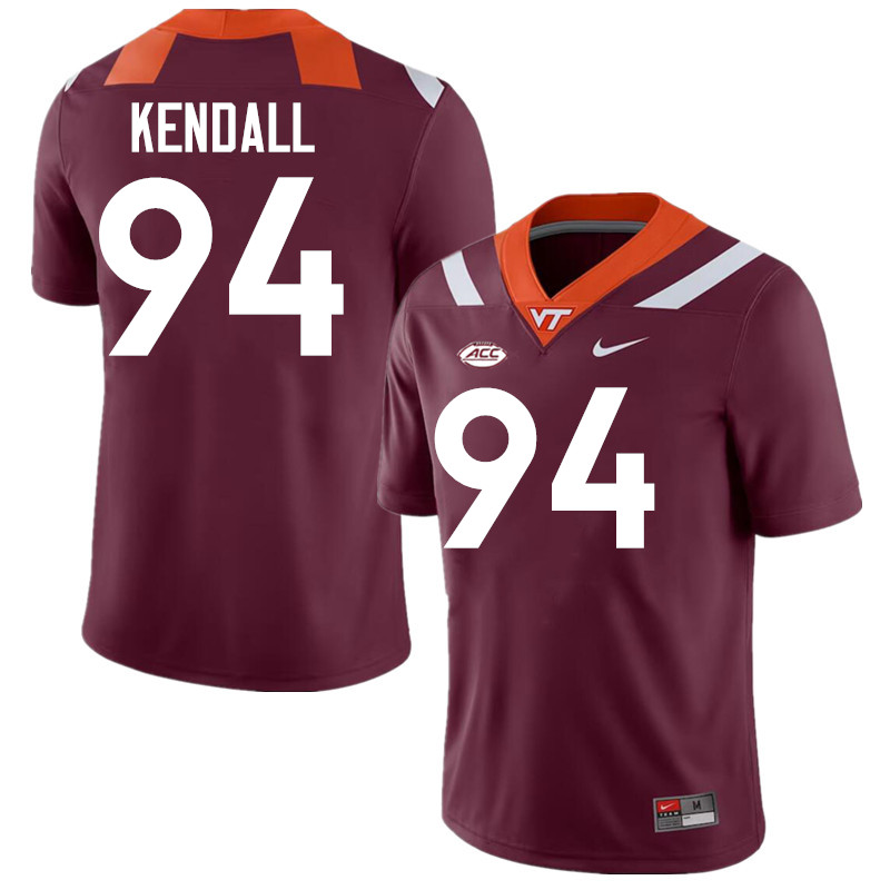 Men #94 Tate Kendall Virginia Tech Hokies College Football Jerseys Stitched-Maroon